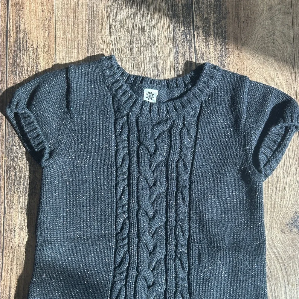 Black shimmer Knit Dress with Ruffle Hem